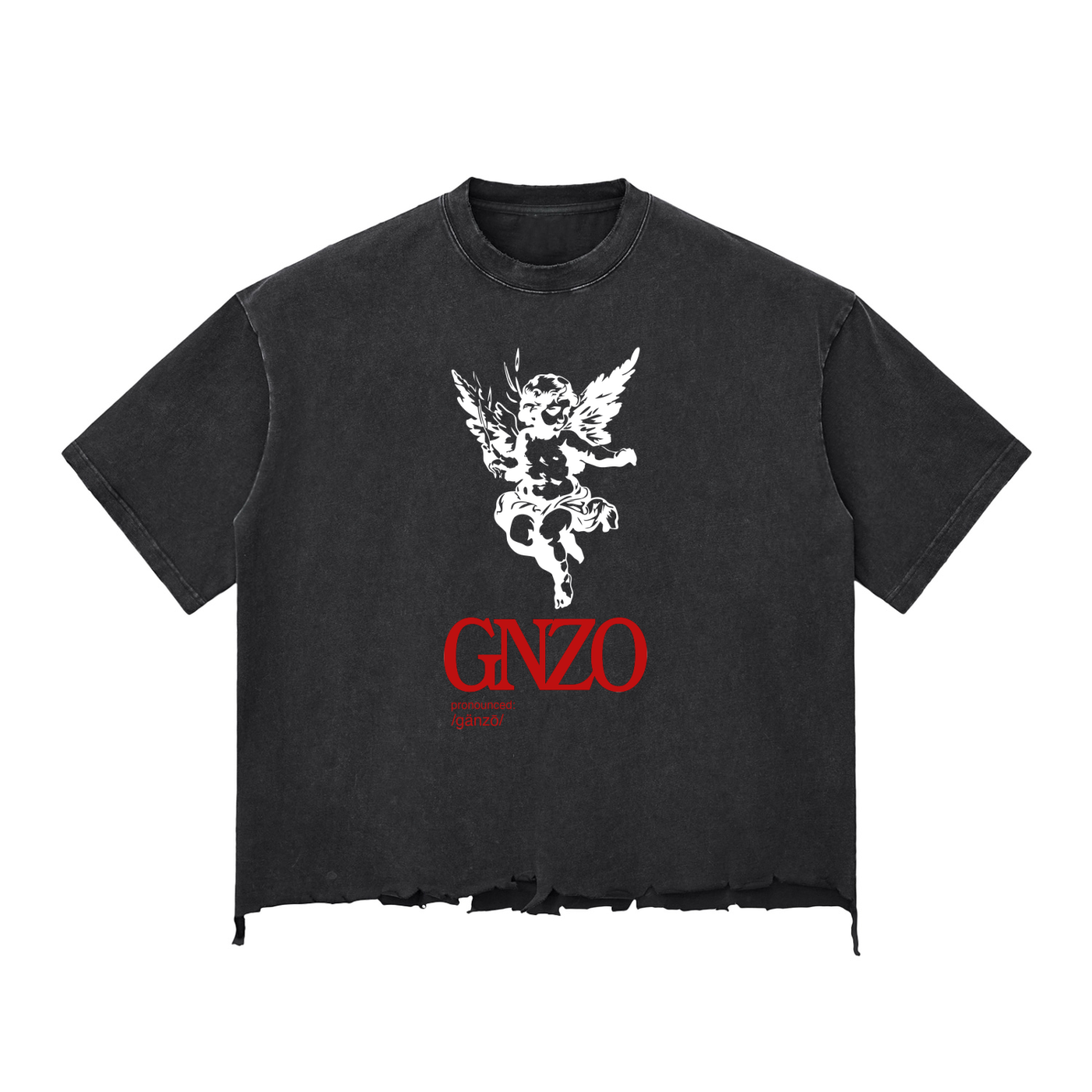 Pronounced ɡänzō Raw T-Shirt Black