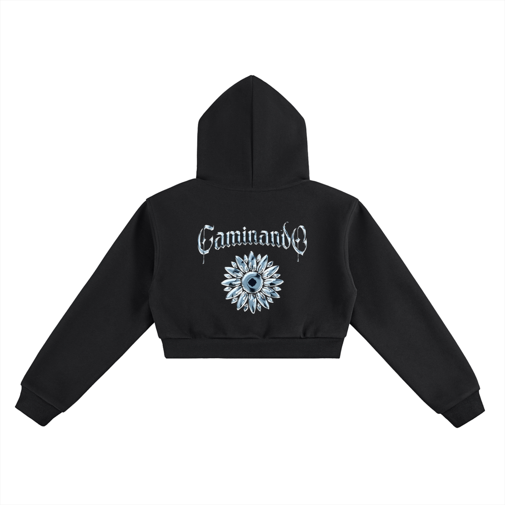 Chrome Caminando Cropped Hoodie Black