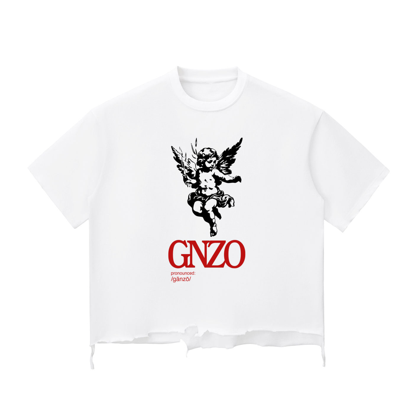 Pronounced ɡänzō Raw T-Shirt White